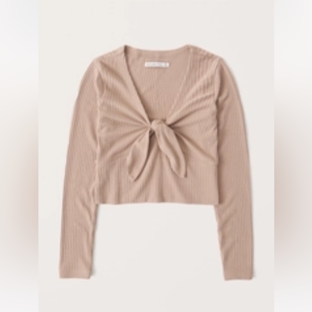 Abercrombie Ribbed Knot Taupe Longsleeve - Size Small